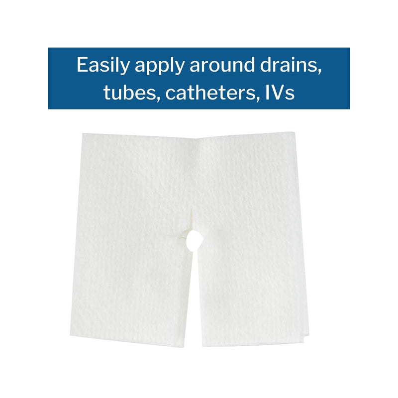 McKesson Split Sponges, 6-Ply Sterile, I.V. and Tracheostomy Dressings, Polyester/Rayon Blend, 4 in x 4 in, 2 Boxes, 25 Packs per Box, 2 per Pack, 100 Total