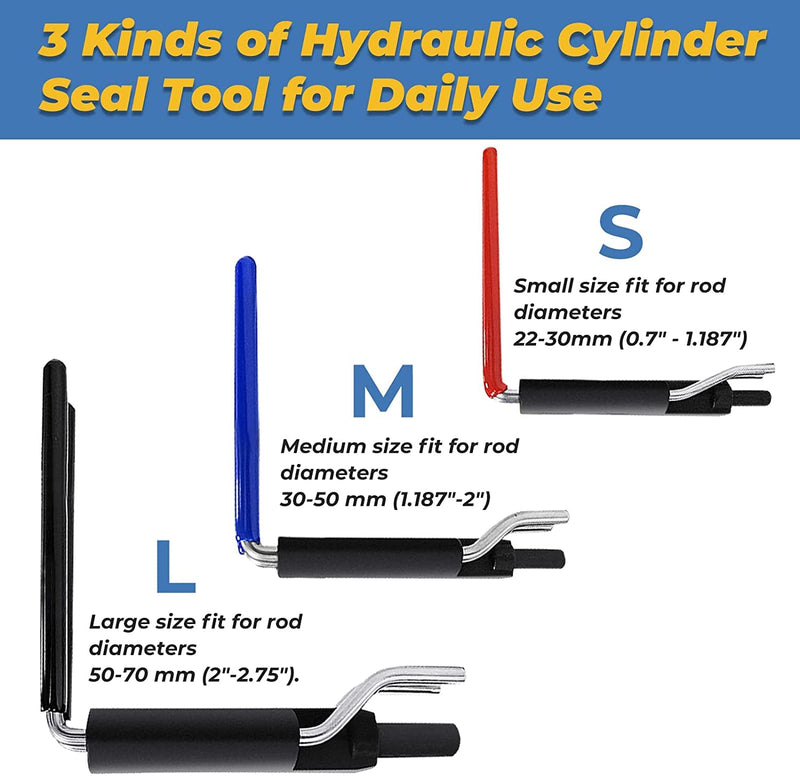 Seal Installation Tool, KZNANZN 4 Pack Hydraulic Cylinder Seal Kit for U-Cup Twistor Installation, Piston Rod Seal Install, O-Ring Twistor & Pick, Portable Seal Puller Tools Set Universal