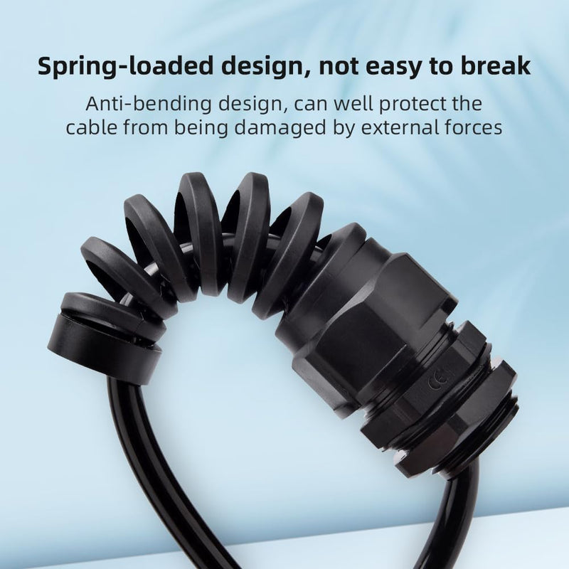 Strain Relief Cord Connector, CGELE 2 Pack NPT 3/4" Waterproof Cable Gland Cord Grip Spiral Adjustable Connector Strain Relief Cord Connectors Joints Nylon with Gaskets NPT 3/4" 2PCS