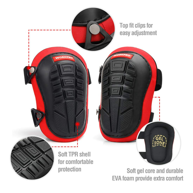 WORKPRO Knee Pads for Work, Construction Knee Pads with Ergonomic Gel Cushion and Foam Padding for Gardening, Carpentry, Welding, Roofing, Cleaning Knee Pad