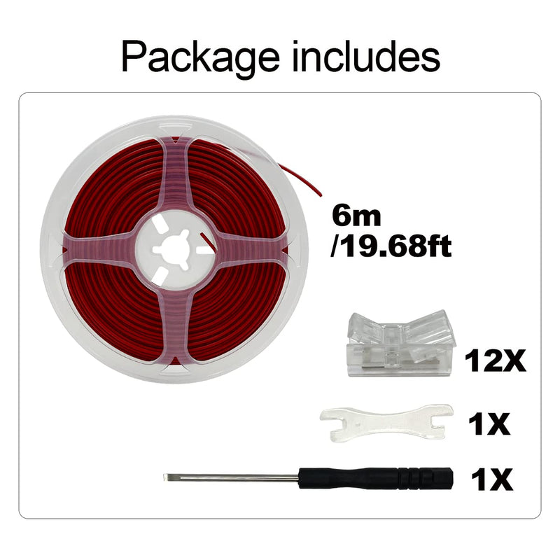 HAMRVL 12 Pack 8mm Cob Led Strip Light Connectors 2 Pin, Led Strip to Wire Solderless Transparent Track Lighting Adapter Connection with 6M/19.68ft Led Wire Extension Cable for White Led Tape 12/24V 2 Pin, 8mm