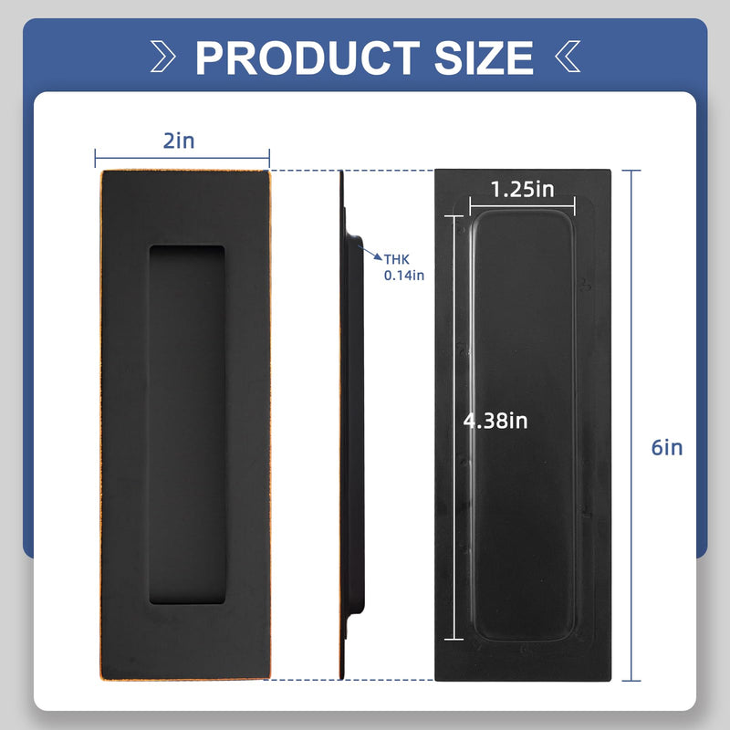 Pocket Door Hardware and Edge Pull,Stainless Steel Pocket Door Handles Latch,Recessed Finger Flush Pulls,for Closet,Sliding,Barn Door (Oil Rubbed Bronze, 6Inch) Oil Rubbed Bronze