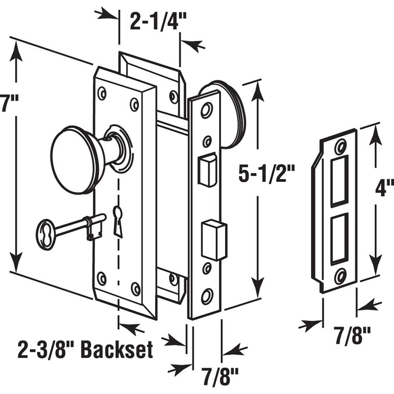 Prime-Line E 2330 Mortise Keyed Lock Set with Satin Nickel Knob – Perfect for Replacing Broken Antique Lock Sets and More, Fits 1-3/8 In.-1-3/4 In. Interior Doors, Satin Nickel (Single Pack) - NewNest Australia