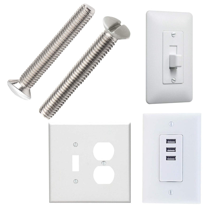 50 Pcs 3/4 Inch Long 6-32 Thread White Wall Plate Screws Outlet Cover Screws Switch Cover Screws Replacement Wall Plate Screws Electrical Screws