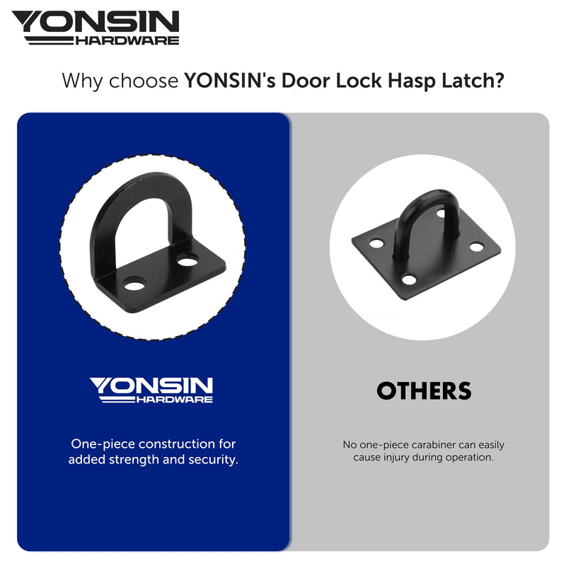 3" Door Padlock Safety Hasp Latch, Door Hasp Clasp Lock Gate Shed Hasp Latch Lock for Door Window Cabinet Pet Cage Toolbox Shed Fence, 304 Stainless Steel, Matte Black Finish, 1 Pack 3 Inch