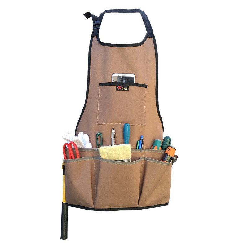 zojo Waterproof Garden Tool Apron with Tool Pockets fit for Gardening Workers mechanics, machinists, artists, chefs, tattoo, barbers, bartenders, gardener and more (Coffee) 24"*23.6" Coffee