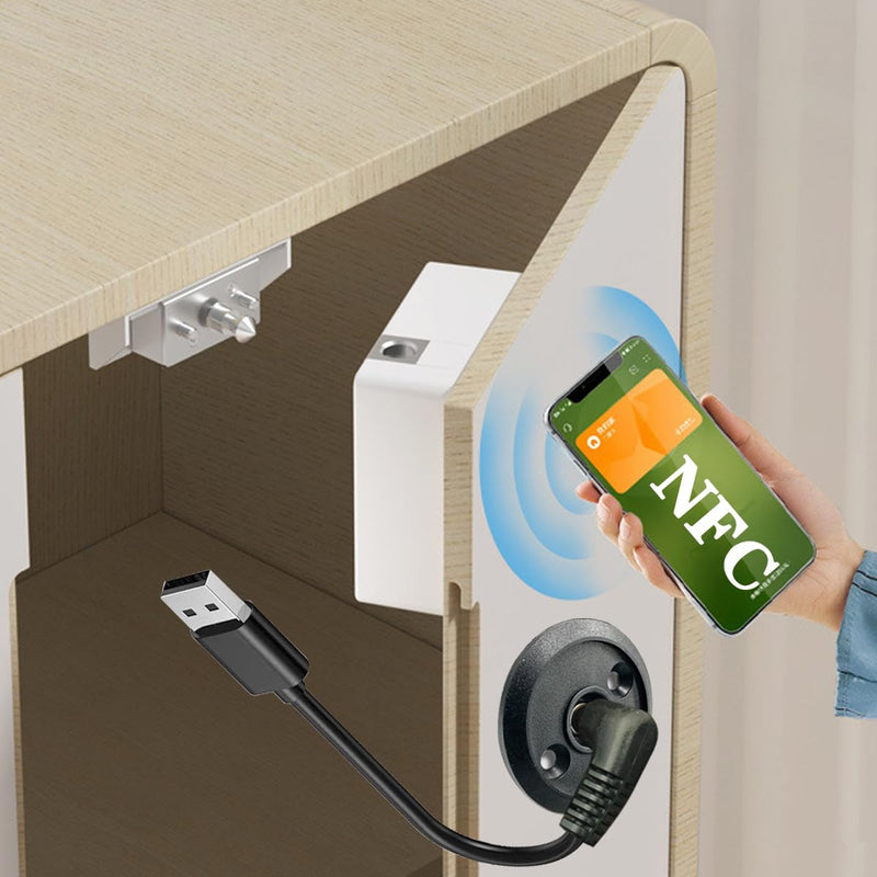 Electronic Cabinet Lock, RFID/NFC Sensor, Hidden Form, Support USB External Power Supply, for Wooden Cabinet Drawers Lock