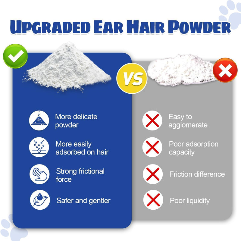 Dog Ear Infection Treatment,Ear Wash for Pets,Effectively Removes Debris, Waxy, Buildup and Ear Odor, Soothes Itchy & Inflamed Ears (Ear Hair Powder 2pcs) ear hair powder 2pcs