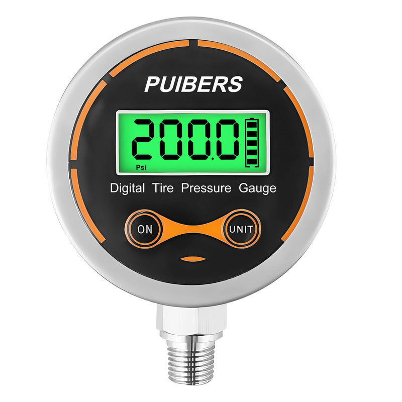 Digital Oil Pressure Gauge 1/4 NPT 200 PSI，Media Oil, Air or Water Pressure Gauge 304 Stainless ±0.25% Accuracy,Suitable for Home Water Pipe, HVAC,Air Pressure Measuring