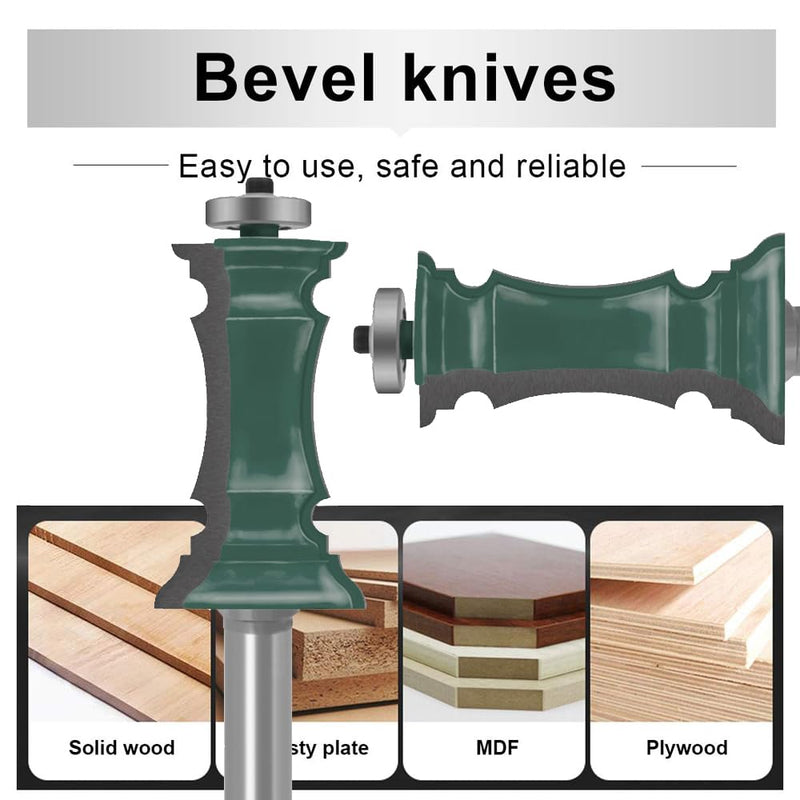 OLETBE 2 PCS Router Bit Set 1/2-Inch Shank Woodworking Wood Molding Cutter Mitered Panel Cabinet Door Router Bits Sets Woodwork Router Cutting Tools Picture Frame Router Bits(Steel) STEEL