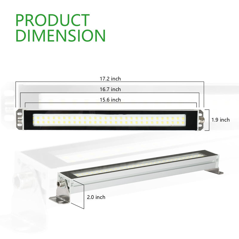 Industrial Machine LED Tube Light 12W 1440LM, 17.2In 6500K DC 24V CNC Machine Work Light IP67 Waterproof LED Explosion Proof Lighting No Plug 24.0 Volts (DC) 12.0 Watts