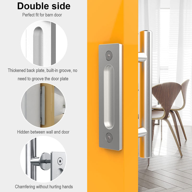 9.5''/24CM Sliding Barn Door Handle Double Sided Pull and Flush Barn Door Embedded Invisible Stainless Steel Stainless Steel 9.5''/24CM