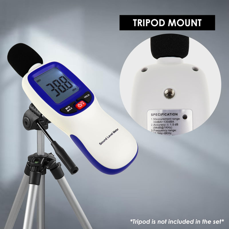 Wireless Decibel Meter, Bluetooth Sound Level Meter with App Data Logging and Alarm- Portable Audio Sound Tester Measures Noise Levels from 30~130dBA Noise Meter for Classroom, Home, Office