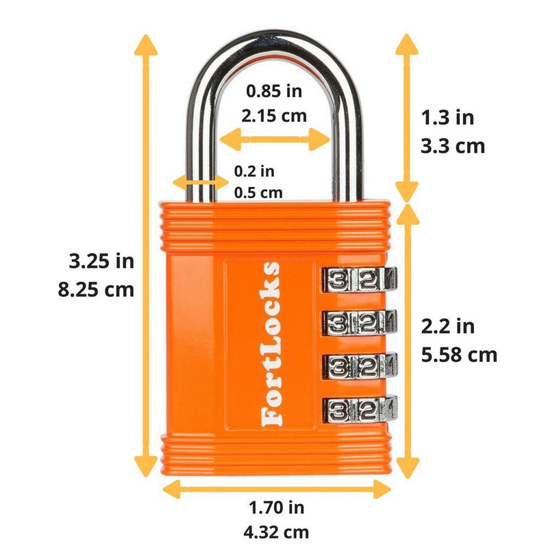 Padlock - 4 Digit Combination Lock for Gym Outdoor & School Locker, Fence, Case & Shed – Heavy Duty Resettable Set Your Own Combo – Waterproof & Weatherproof (1 Pack - Orange) 1 Pack - Orange