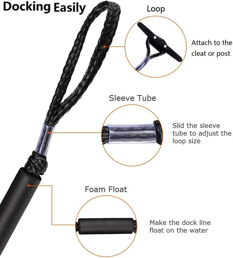 Bungee Dock Line Mooring Rope for Boat,Boat Ropes for Docking with Clips,2/3 FT Marine Rope Boating Gifts for Men, Boat Accessories Quick Connect (2, Redblackblue, 3 Feet Stretches to 4 Feet) 2