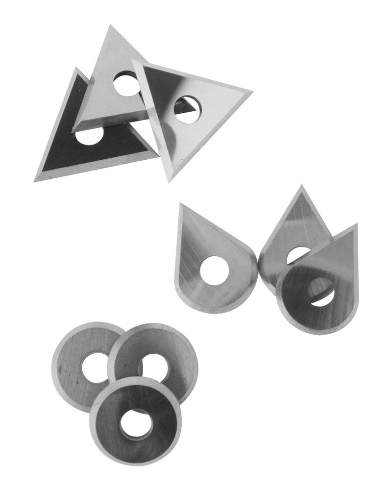 Carbide Paint Scraper Blades, 3Pcs Round, Triangular and Drop Shaped Blades