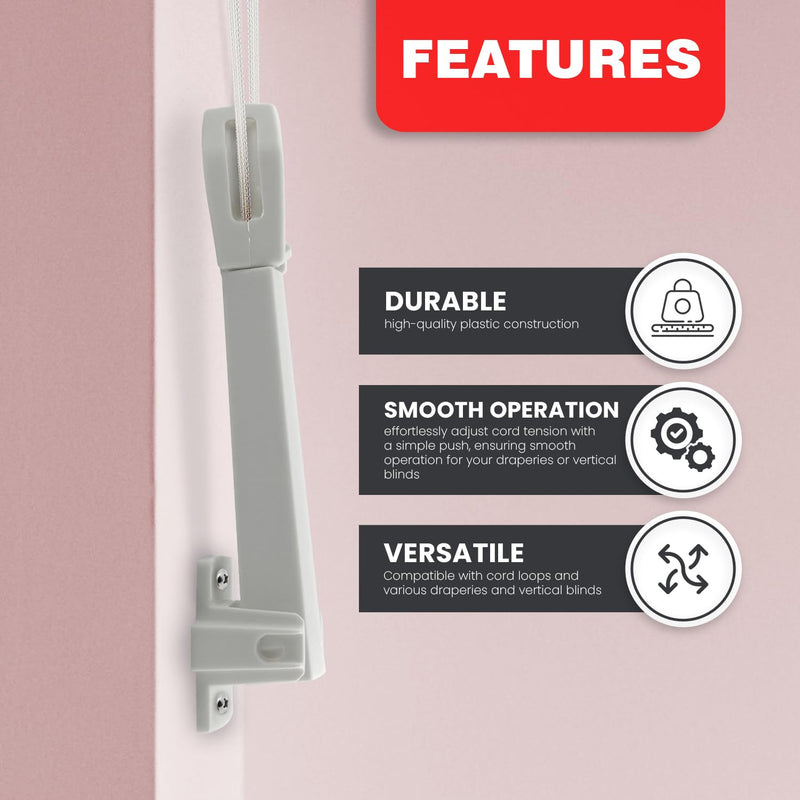 Amazing Drapery Hardware Spring Loaded Cord Tensioner for Cord Loops - Off White, Wall or Floor Mount - 2 Pack with Screws
