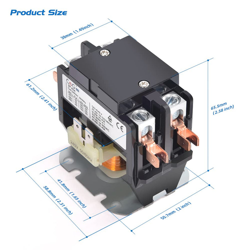 2 Pole Air Conditioner Contactor 40 Amp 240V Coil,Condenser Contactor Compressor Contactor… 2P 40A 240V