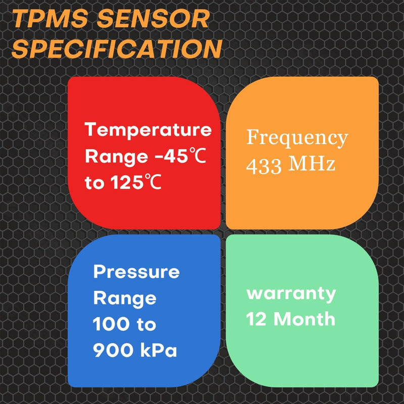 Pre-Programmed Tire Pressure Monitoring System Sensor Compatible with Select Cadillac Chevy GMC Models Escalade Colorado Silverado Suburban Tahoe Canyon Sierra Hummer Yukon 433MHz 4 PCS