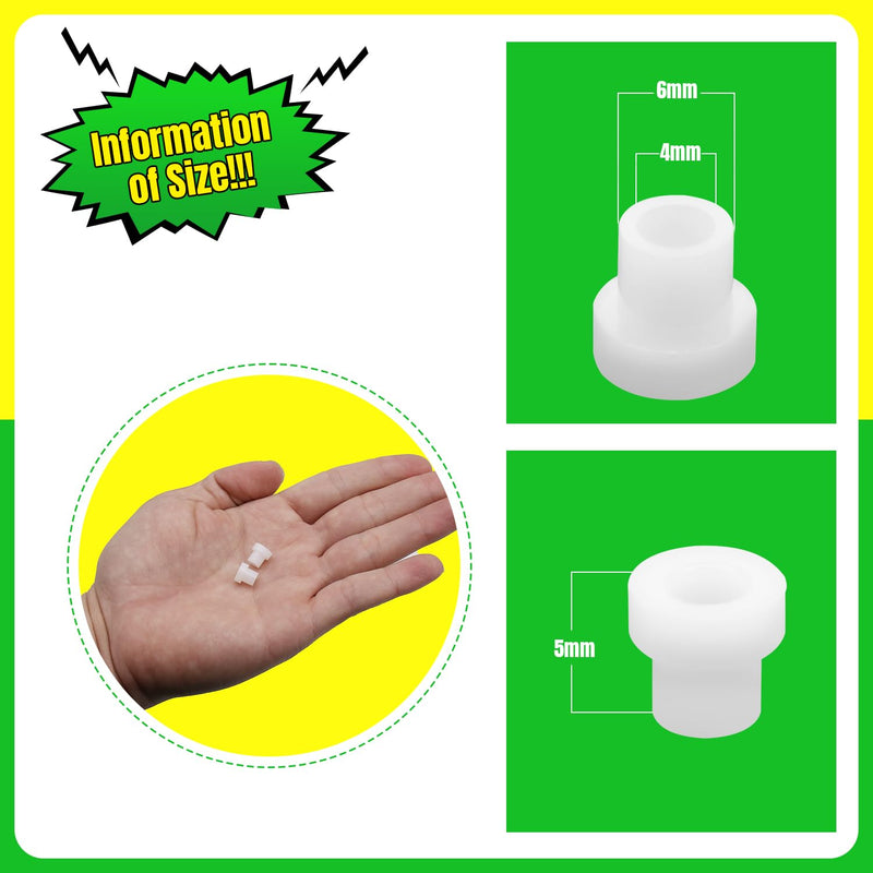 10pcs Flanged Sleeve Bearings M4 Bore 6mm OD 5mm Length POM Wrapped Oilless Bushings Nylon Bushings for Shaft, White M4*6*5