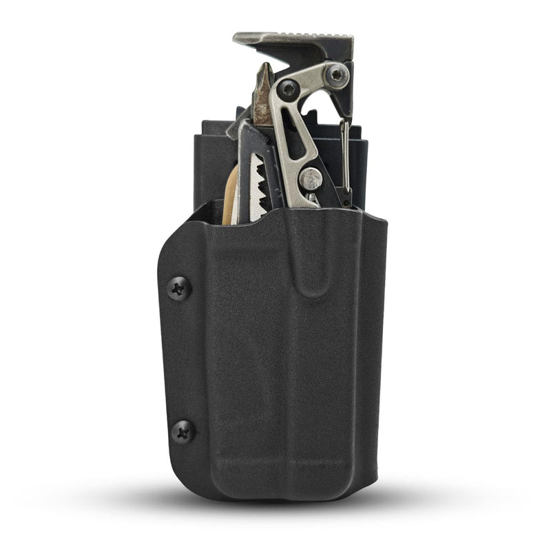 Kydex Multitool Sheath for Leatherman MUT, Dual Clips, Adjustable Retention | 1.5 mm Kydex, one-handed draw, positive click, horizontal or vertical carry, locking clip fits 2.05 in belts