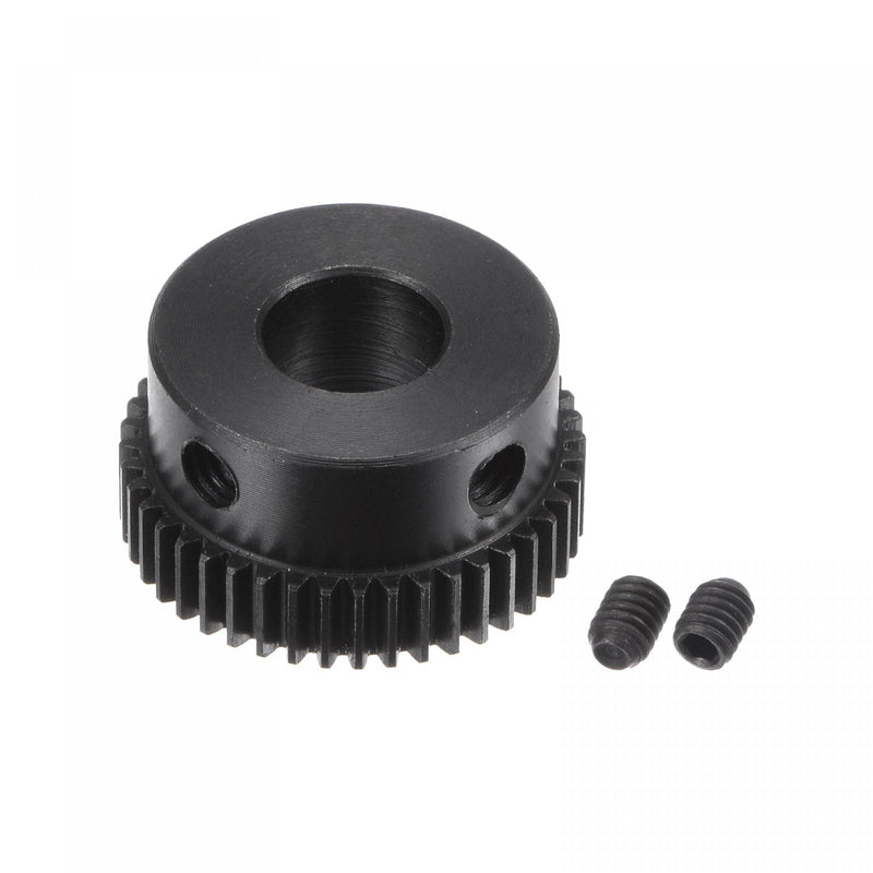 uxcell Pinion Gear Set, 45# Carbon Steel Motor Rack Spur Gear with Step Black, 0.5 Mod 44T 8mm Bore 23mm Outer Dia, M4 Set Screws Included