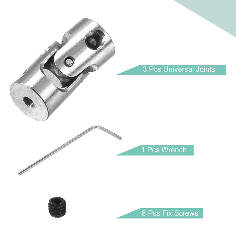 MECCANIXITY 2mm to 2mm Inner Dia Rotatable Universal Joint Shaft Coupling Motor Shaft Coupler L18 x D8 with Screws and Wrench for RC Model Pack of 3