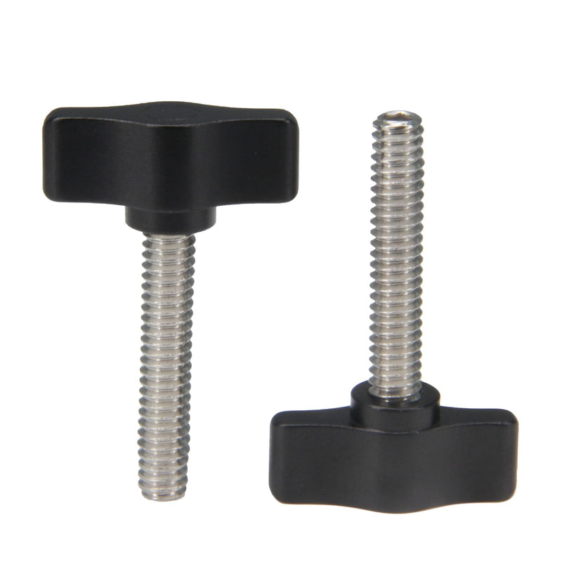 Zeberoxyz 4pcs 1/4"-20 x 1-1/4" Thumb Screws Stainless Steel with Black Aluminum Knob Standard/Coarse Thread Thumbscrew-Length: 1-1/4" (Size: 1-1/4") 1-1/4"