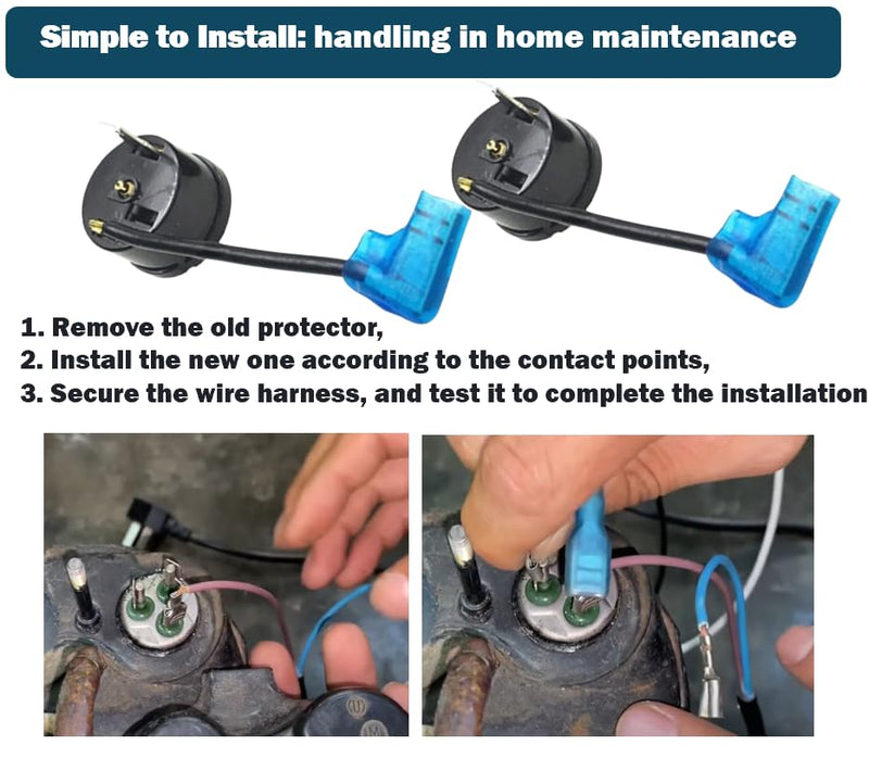 2Pcs Thermal Overload Protectors Fits Air Conditioner Compressor Universal Applicable for 3HP 2250W AC RV System Dehumidifier Overheating Protecting with Wire and Plug Sleevees
