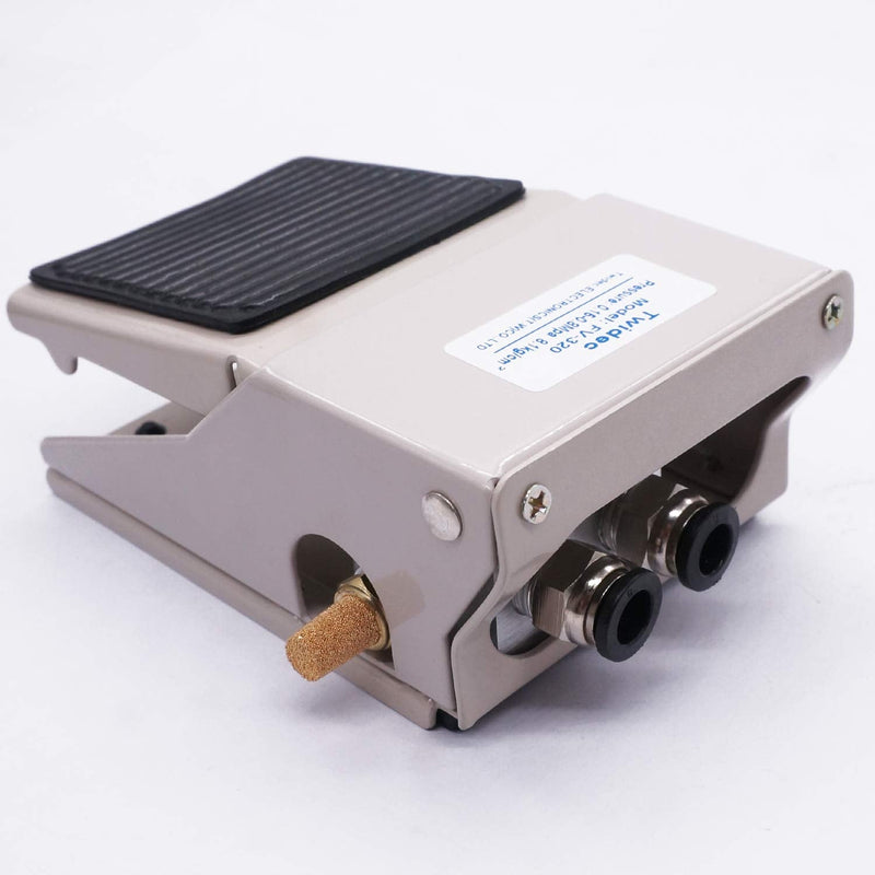Twidec/Pneumatic Foot Pedal Valve Kit 1/4” NPT 3 Way 2 Position Threaded Rubber Nonslip Pressure Control Foot Switch With Silencer And 2Pcs 6mm Pneumatic Fittings FV-320-PC6-X