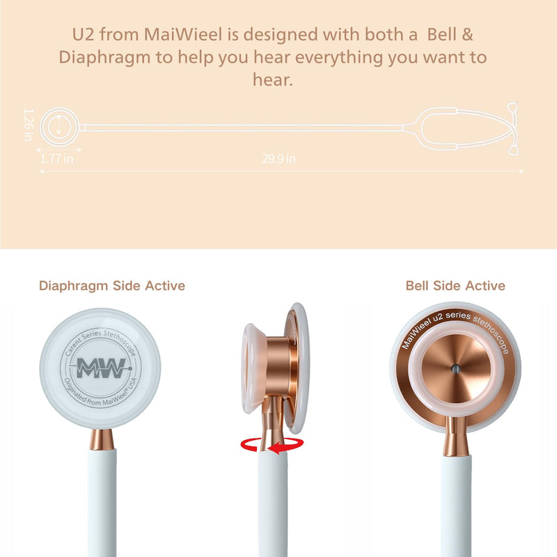Lightweight Stethoscope Dual Head Stethoscope for Nurses,Doctors Students, Home Health Use (Rose Gold) Rose Gold