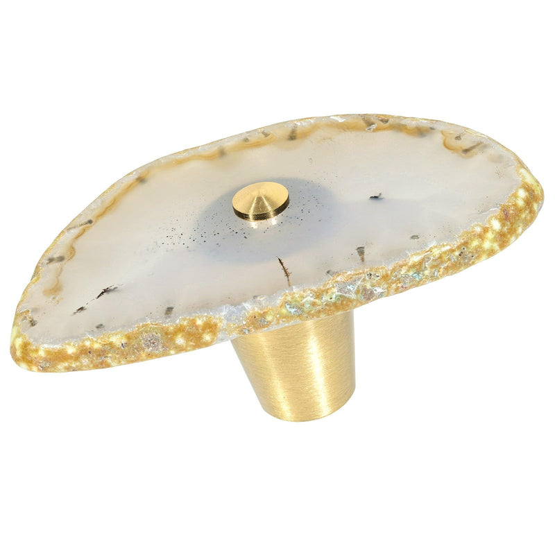 TUMBEELLUWA 4 PCS Natural Color Agate Slice Cabinet Knobs for Kitchens | Unique Single Hole Drawer Pulls, Easy to Install, Polished Stone Knobs for Cabinets Drawers Dressers, Housewarming Gift
