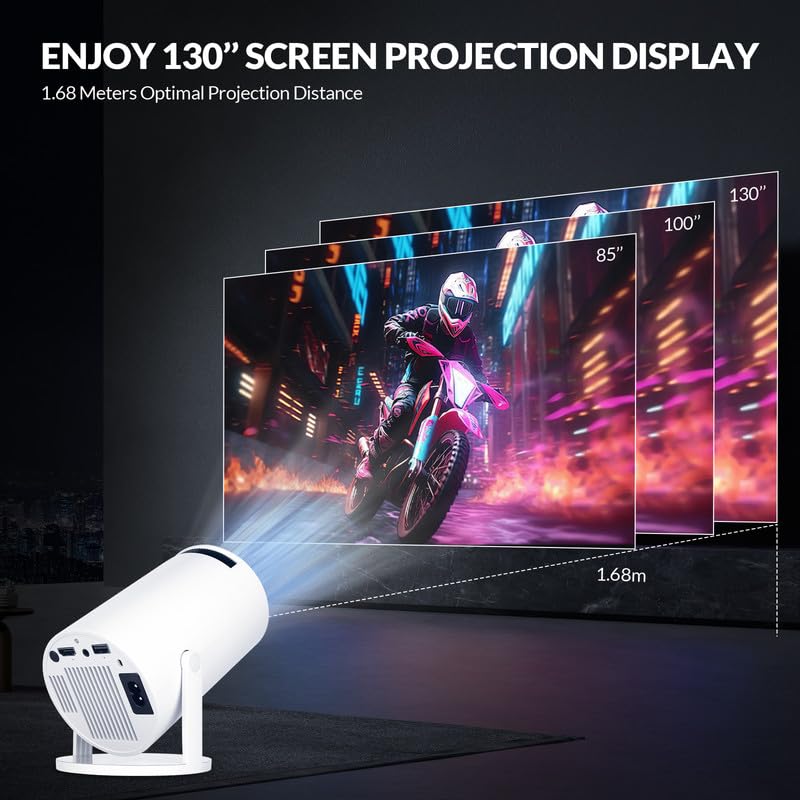 2025 Upgraded HY300 PRO+ Mini Portable Projector,Smart Projector with Android 11.0, 200 ANSI Lumens, Short Focus, WiFi6 + BT5.0, Support 4K 1080P Decoding, for Outdoor Camping,Home Theater HY300PRO+