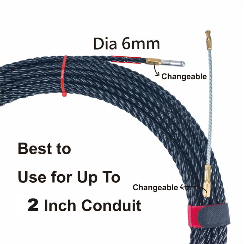 Polyester 3 Core Braid Pulling Fish Tape with Changeable Leader Tip (50ft)