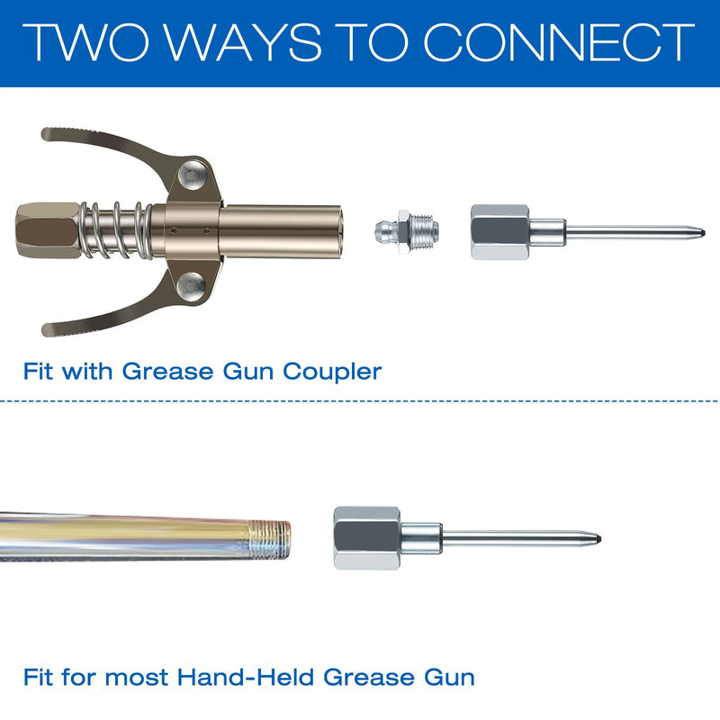 Grease Needle Nozzle, Needle Nose Grease Dispenser, Grease Gun Fittings and Gun Tips, Narrow Needle Greaser Adapter with 1/8 Inch NPT Threads (1 Pack)
