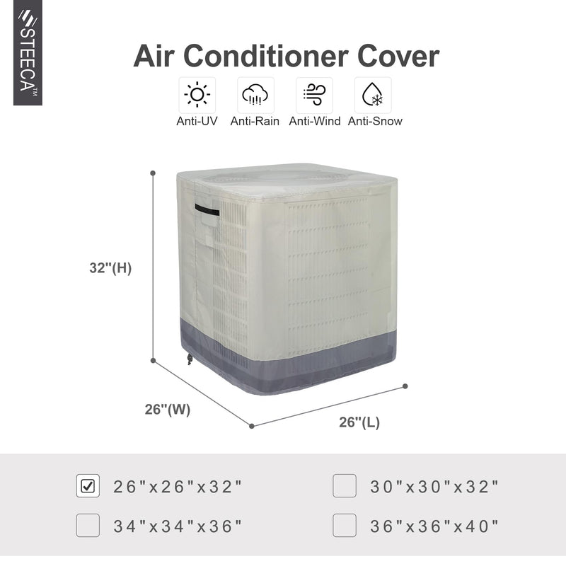 Air Conditioner Cover Fits up to 26L x 26W x 32H inch 26"x26"x32"(H) Beige