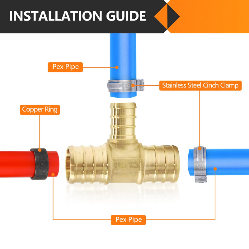 20PC HeSun PEX Crimp Fittings, 3/4"x3/4"x1/2" Pex Tee(PEX1807077-20) 20 3/4" X 3/4" X 1/2"