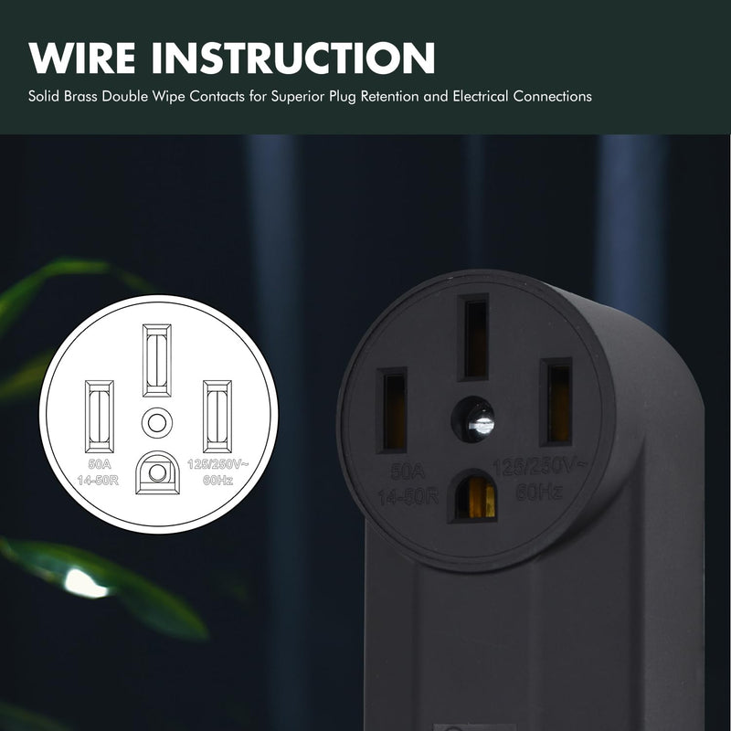 VAV NEMA 14-50R 50 Amp Heavy Duty Outlet, 3-Pole 4-Wire Surface MountPower Receptacle, UL Certiied, 125/250 Volt Black Stove Outlet, for EV RV Oven Range
