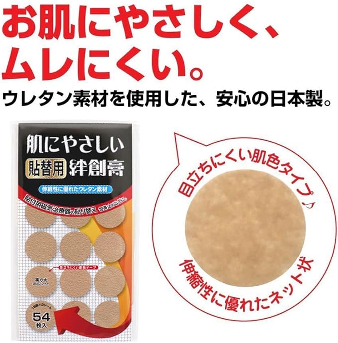 Replacement stickers for magnetic therapy devices, set of 162 skin-friendly replacement adhesives (54 pieces x 3 pieces), diameter 22mm, urethane material, made in Japan - NewNest Australia