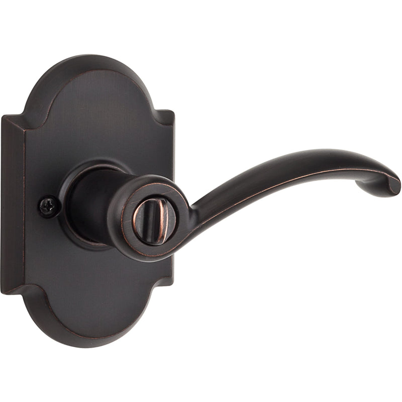Kwikset Austin Interior Privacy Door Handle with Lock, Door Lever For Bathroom and Bedroom, Venetian Bronze Reversible Keyless Turn Lock, with Microban Protection