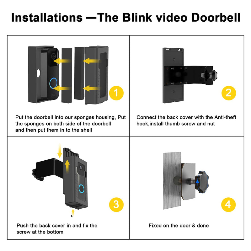 All-New Anti-Theft Doorbell Door Mount for Blink Video Doorbell For Home Security, No Drill, Not Block Doorbell Sensor