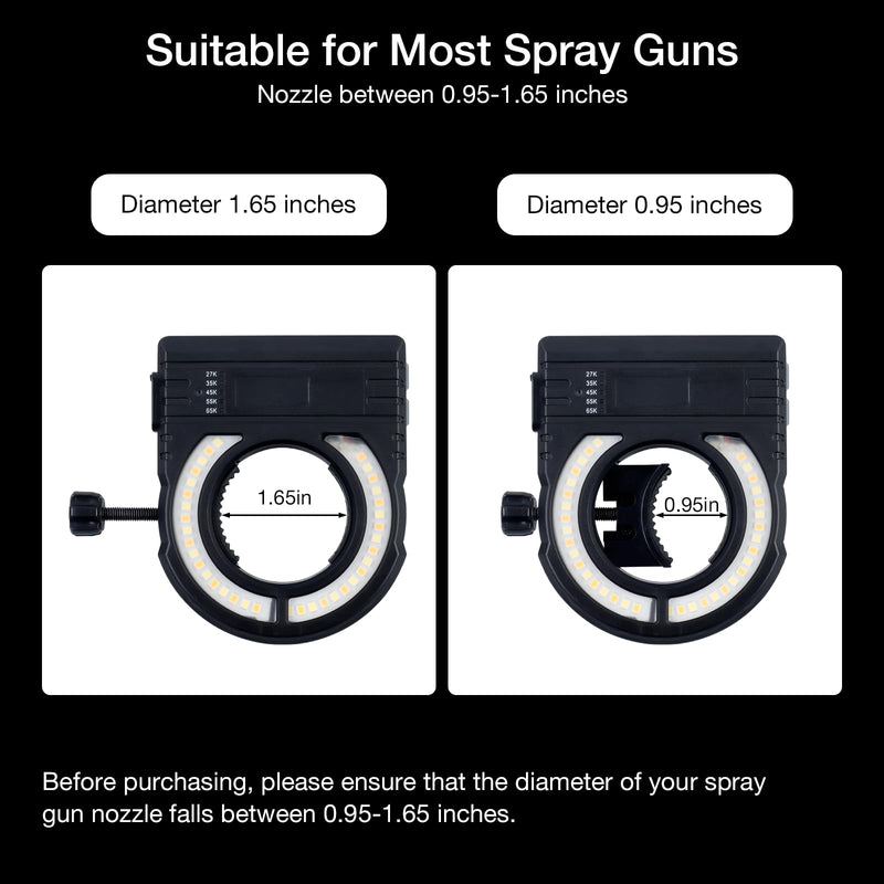 YUZES Paint Gun Light, 500-Lumen Spray Gun Light Attachment, 2700K-6500K Black
