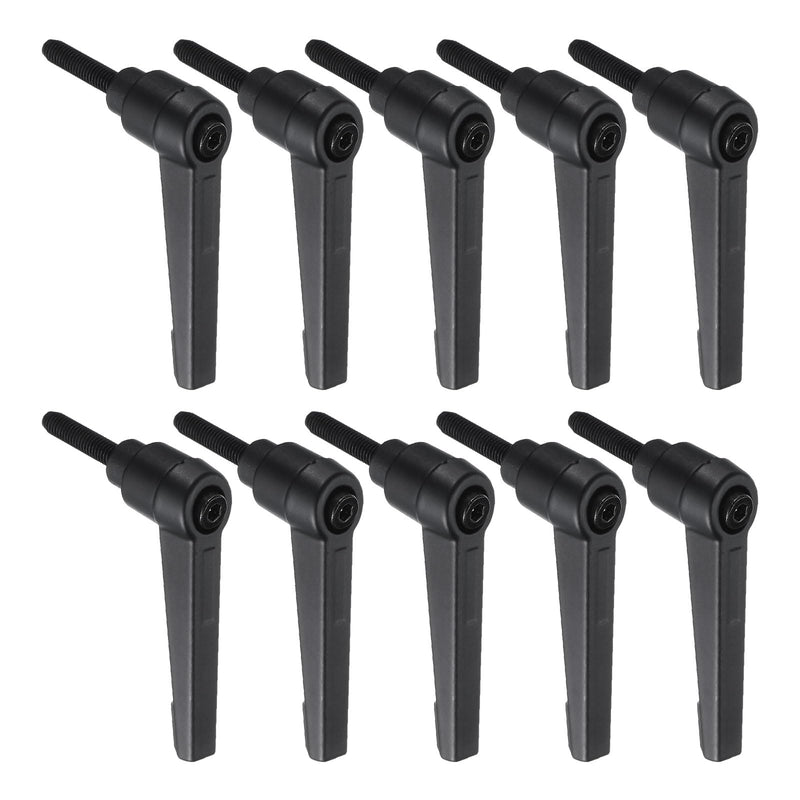 uxcell 10pcs Lever Adjustable Handles M5 x 20mm Metric Male Thread, Level Clamping Handle Hand Stud Knobs Rotating Screw Handles Bolts with Locking Lever, Black
