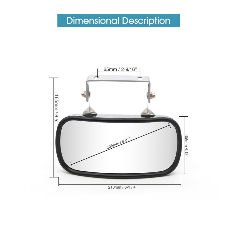BOOLEE Convex Mirror Stainless Steel Rectangular U-Bracket for Cars Trucks Boats Tractors Forklifts Improves Visibility Rear view and Side Mirror Universal Screw Fixed