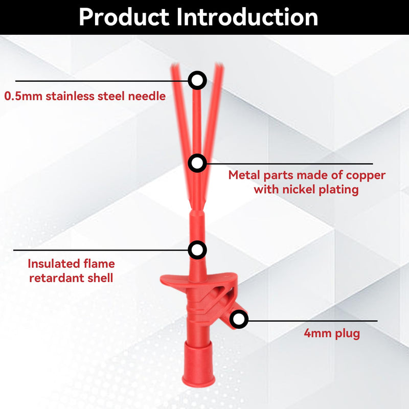 4PCS Multimeter Test Hook Clips, Professional Flexible IC Test Hook Clip Grabbers Probe High Voltage Flexible Test Probe Insulated Quick for Multimeters, Clamp Meters and Automobile Inspection