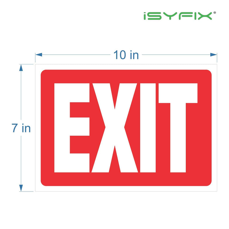 iSYFIX Exit Signs Stickers – 2 Pack 10x7 Inch – Premium Self-Adhesive Vinyl, Laminated for Ultimate UV, Weather, Scratch, Water and Fade Resistance, Indoor and Outdoor Sticker Red 2 Pk 10x7
