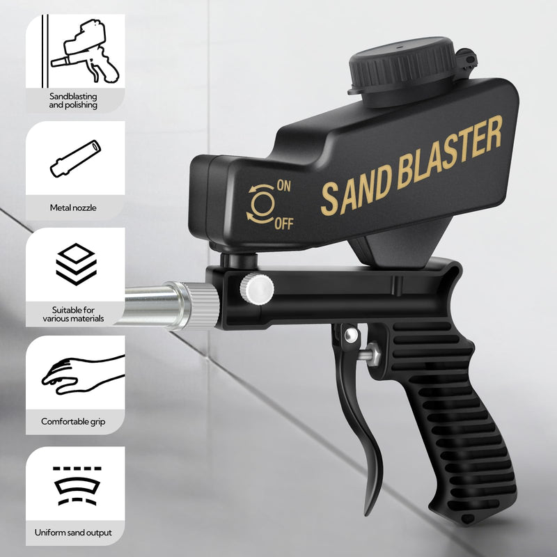 Small Handy Sand Blaster, Air Portable Sand Blasters Kit for Grinding and Polishing Burrs and Rust Removal on the Surface of Metal Materials