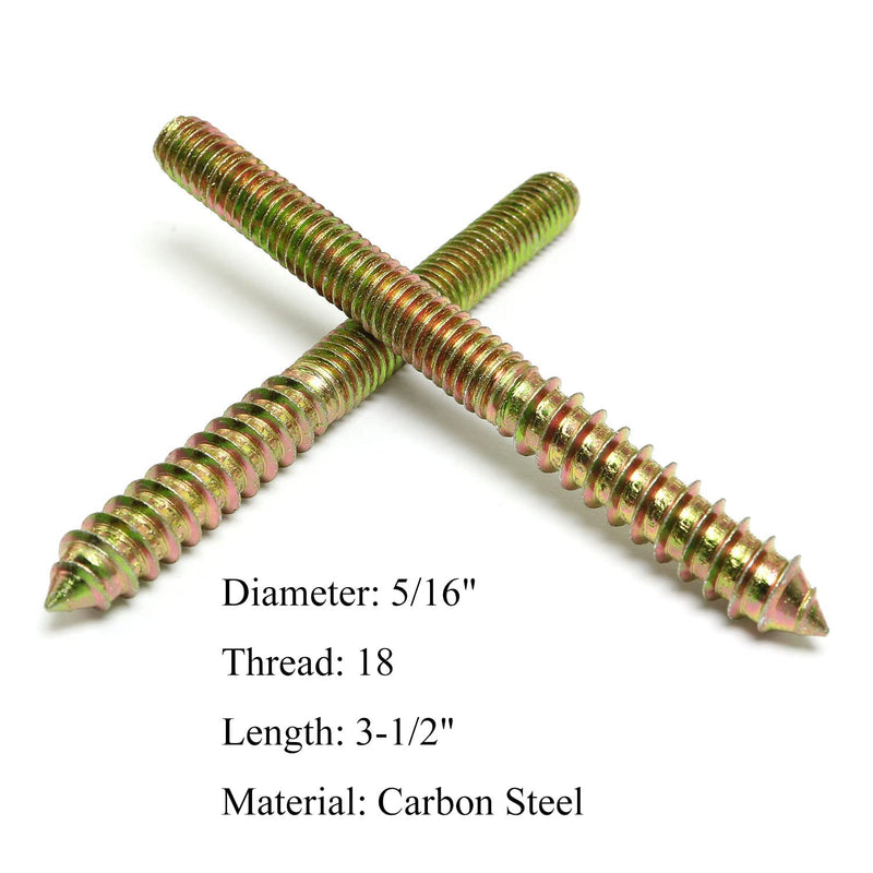 8pcs Self-Tapping Screw Hanger Bolts 5/16"-18 x 3-1/2" Hanger Bolts Double Headed Bolts for Furniture Wood Joint