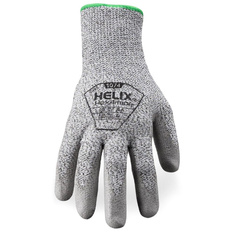 HexArmor | General-Purpose | Abrasion and Cut-Resistant | Breathable | Safety Work Gloves | Helix Series 1074 | A4 Cut-level Polyurethane Palm Medium 12-pack