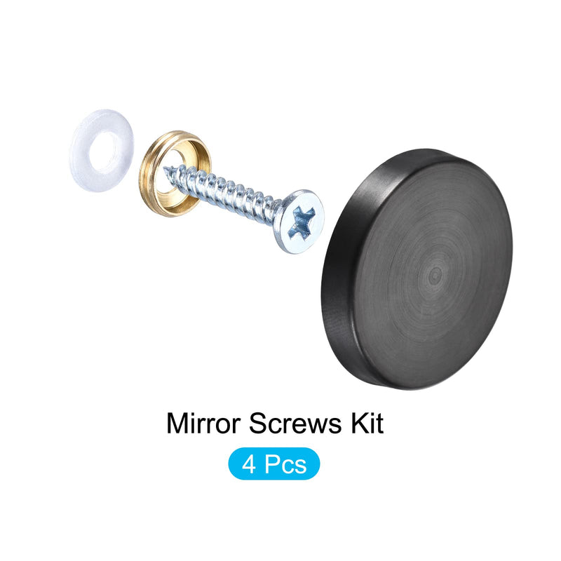 METALLIXITY Mirror Screws (30mm/1.18") 4Pcs, Decorative Cover Cap Nails Brushed - for Sign Advertising Hardware, Construction, Black 30mm